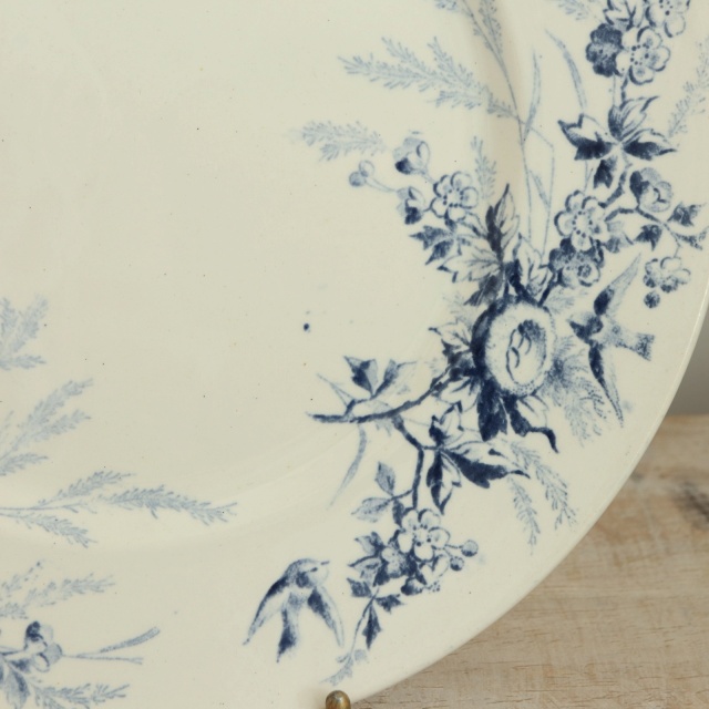 アンティーク プレート デザート皿 小鳥 LINOTTE フランス クレイユモントロー製 Creil Montereau