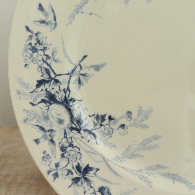 アンティーク プレート デザート皿 小鳥 LINOTTE フランス クレイユモントロー製 Creil Montereau