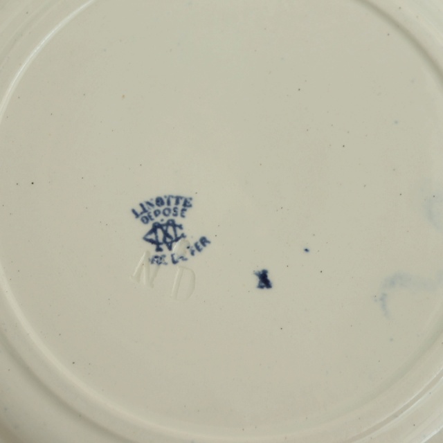 アンティーク プレート デザート皿 小鳥 LINOTTE フランス クレイユモントロー製 Creil Montereau