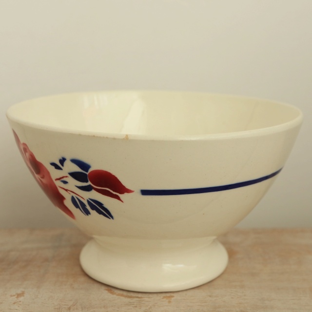 アンティーク カフェオレボウル バラ フランス リュネヴィル製 K&G Luneville