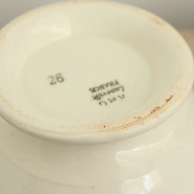 アンティーク カフェオレボウル バラ フランス リュネヴィル製 K&G Luneville