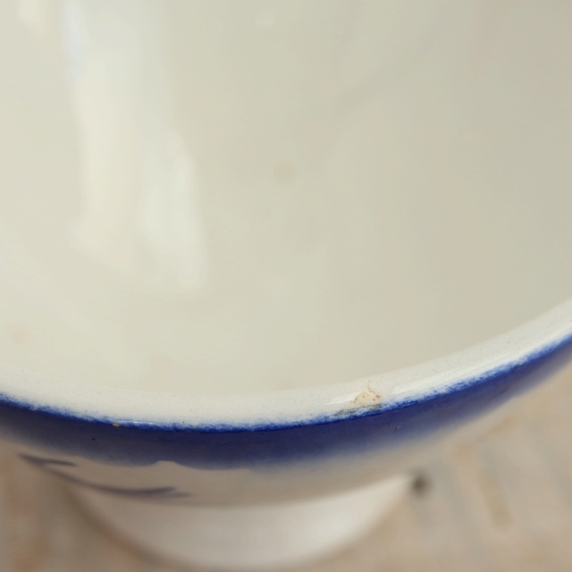 アンティーク カフェオレボウル ツバメ  ブルー フランス バドンヴィレー製 Badonviller