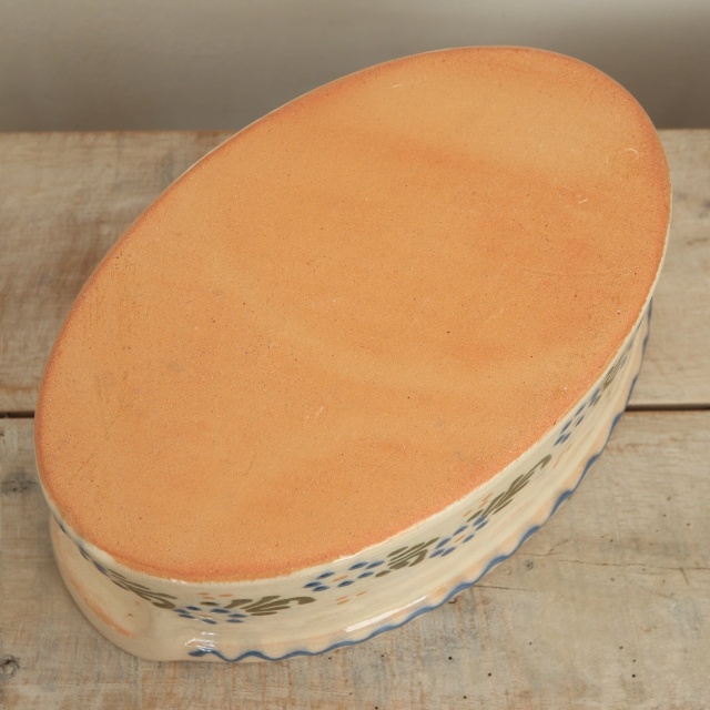 ベッコフ鍋 小花 クリームホワイト 23cmサイズ アルザス地方 スフレンハイム焼き 陶器製