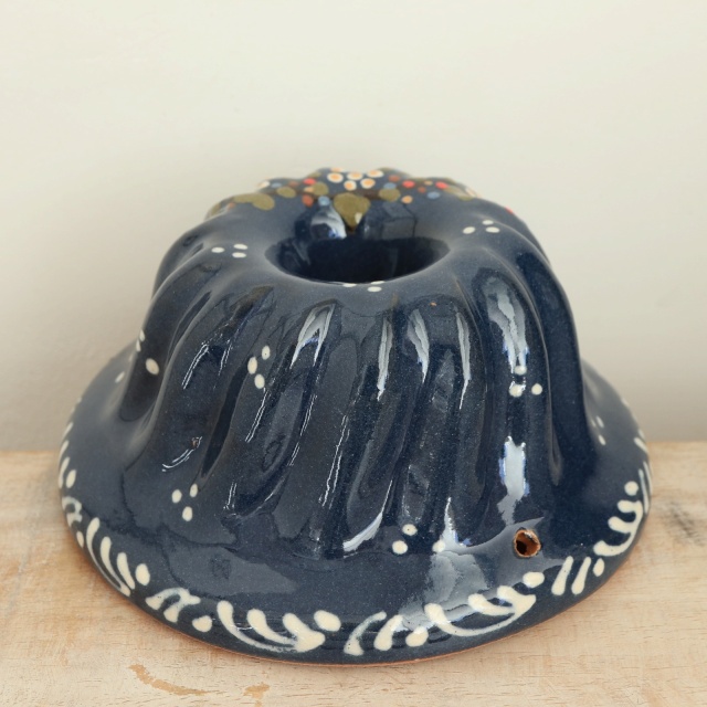 アルザス陶器 クグロフ 美品 クグロフ型 コウノトリ ライトブルー 16cmサイズ アルザス地方