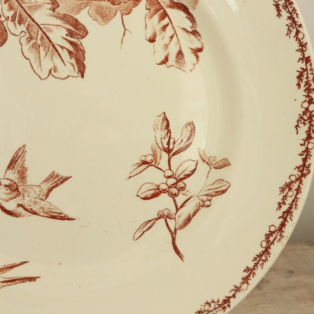 アンティーク プレート 小鳥 皿 SYLVA フランス クレイユモントロー製 Creil Montereau