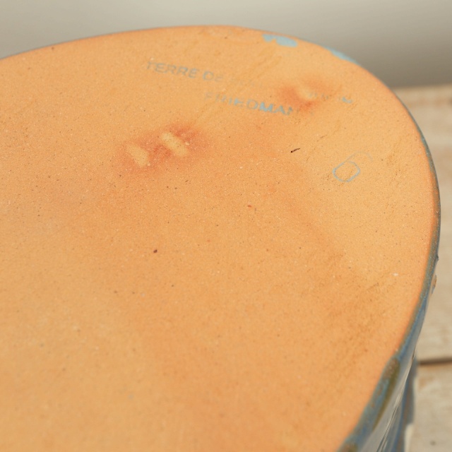 ベッコフ鍋 コウノトリ ライトブルー 23cmサイズ アルザス地方 スフレンハイム焼き 陶器製