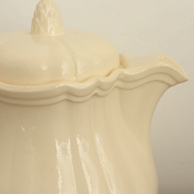 アンティーク ティーポット 花リム Ivoire フランス サルグミンヌ製 Sarreguemines