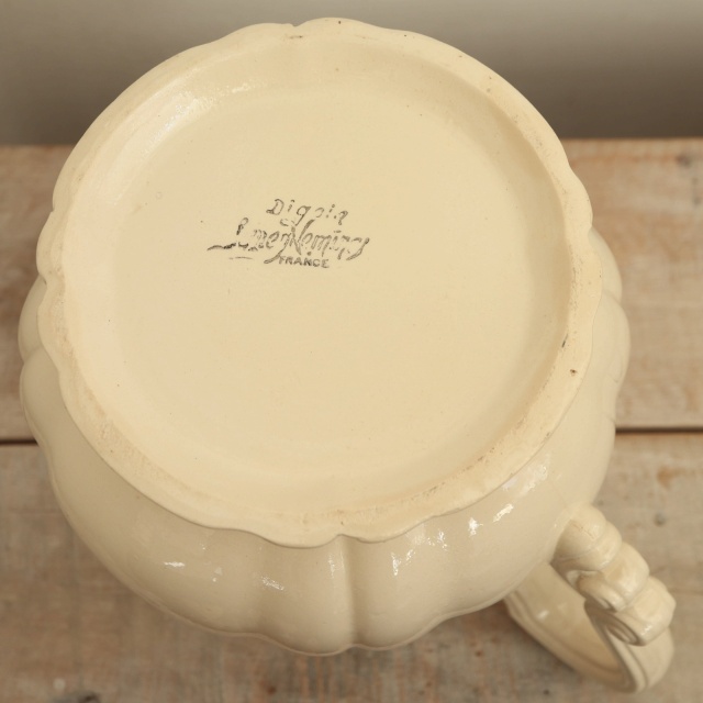 アンティーク ティーポット 花リム Ivoire フランス サルグミンヌ製 Sarreguemines