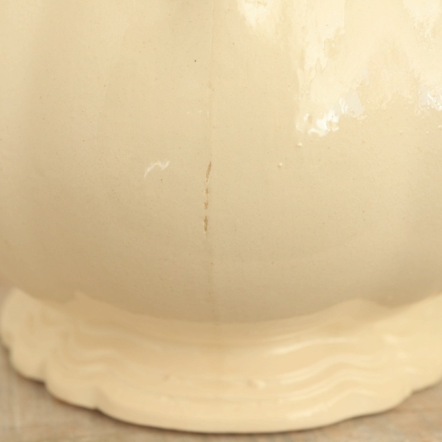 アンティーク ティーポット 花リム Ivoire フランス サルグミンヌ製 Sarreguemines