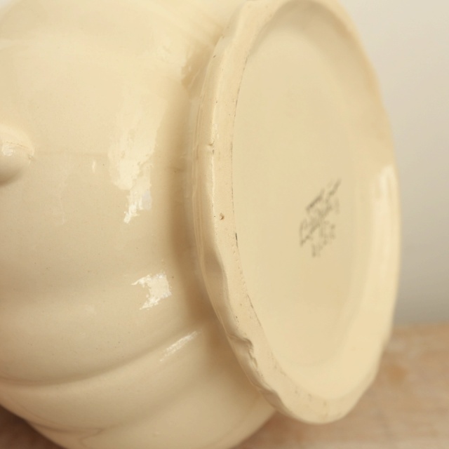 アンティーク ティーポット 花リム Ivoire フランス サルグミンヌ製 Sarreguemines