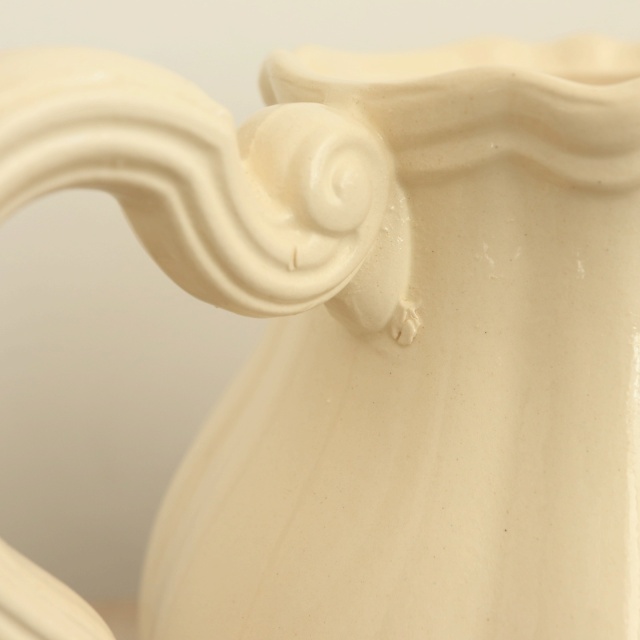 アンティーク ティーポット 花リム Ivoire フランス サルグミンヌ製 Sarreguemines