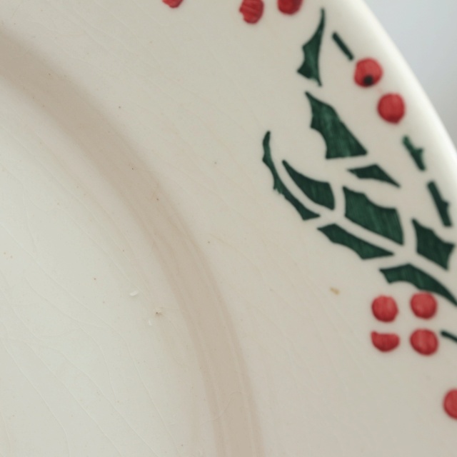 アンティーク プレート 皿 ヒイラギ HOUX フランス クレイユモントロー