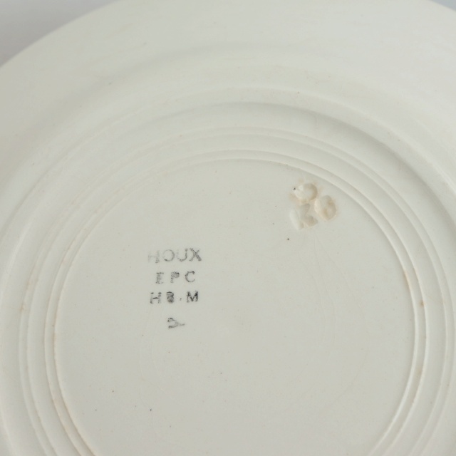 アンティーク プレート 皿 ヒイラギ HOUX フランス クレイユモントロー製 Creil Montereau