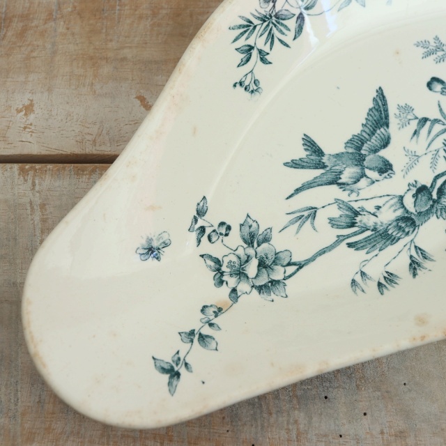 アンティーク ラヴィエ 小鳥 オーバル皿 MIGNON フランス ロンウィー製 LONGWY