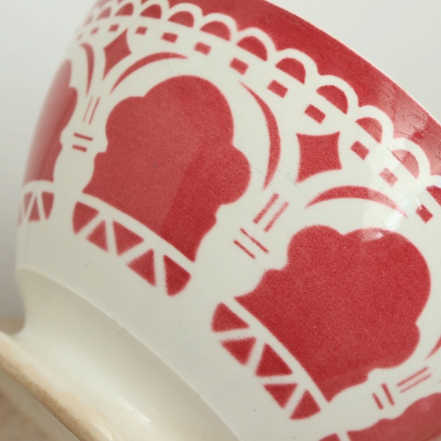 アンティーク カフェオレボウル モロッコ ワインレッド フランス ディゴワン&サルグミンヌ製 DIGOIN & SARREGUEMINES