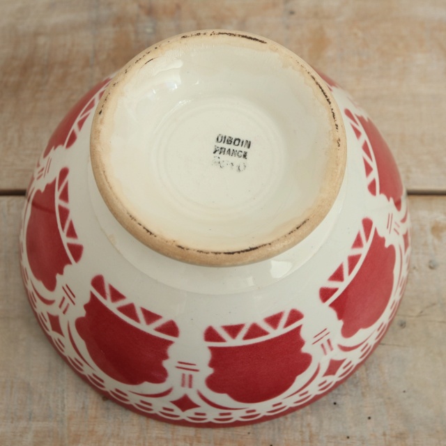 アンティーク カフェオレボウル モロッコ ワインレッド フランス ディゴワン&サルグミンヌ製 DIGOIN & SARREGUEMINES