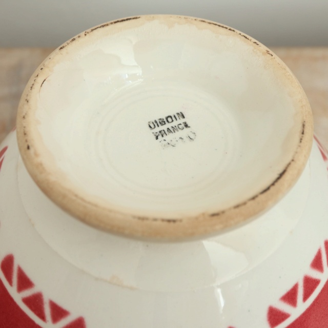 アンティーク カフェオレボウル モロッコ ワインレッド フランス ディゴワン&サルグミンヌ製 DIGOIN & SARREGUEMINES