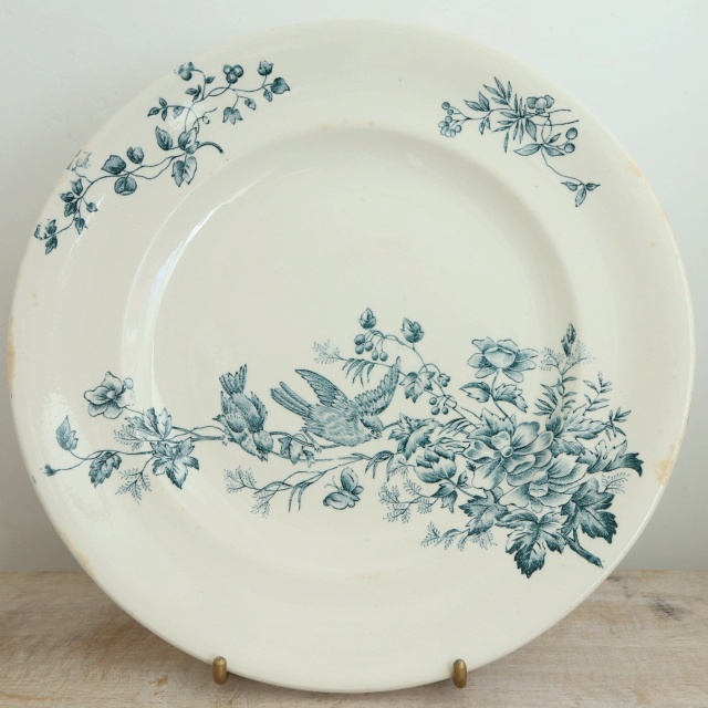 アンティーク プレート 小鳥 皿 MIGNON フランス ロンウィー製 LONGWY