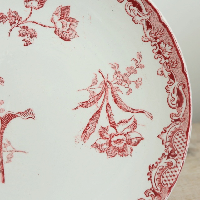 アンティークプレート フォンタンジュ ソーサー 小皿  フランス サルグミンヌ製 FONTANGES SARREGUEMINES