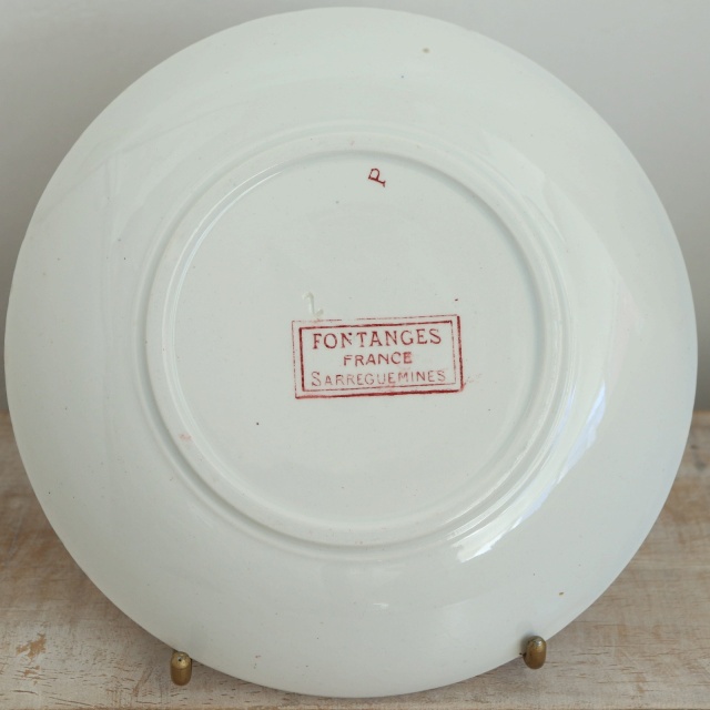 アンティークプレート フォンタンジュ ソーサー 小皿  フランス サルグミンヌ製 FONTANGES SARREGUEMINES