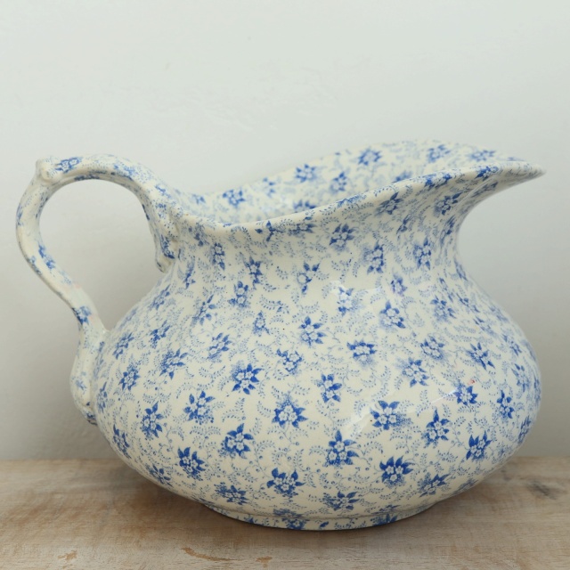 アンティーク ピシェ 小花 フランス クレイユモントロー製 Creil Montereau