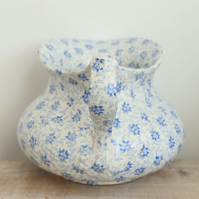 アンティーク ピシェ 小花 フランス クレイユモントロー製 Creil Montereau