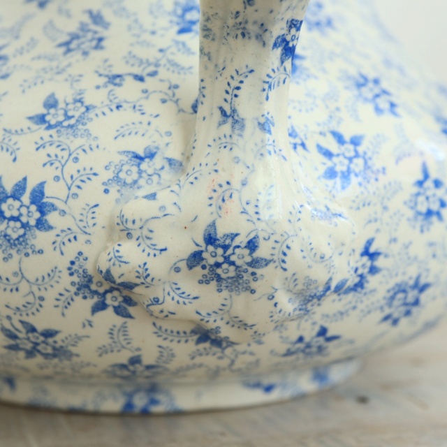 アンティーク ピシェ 小花 フランス クレイユモントロー製 Creil Montereau