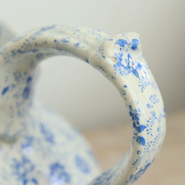 アンティーク ピシェ 小花 フランス クレイユモントロー製 Creil Montereau