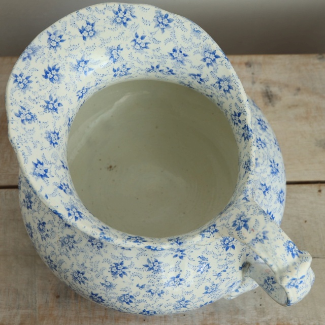 アンティーク ピシェ 小花 フランス クレイユモントロー製 Creil Montereau