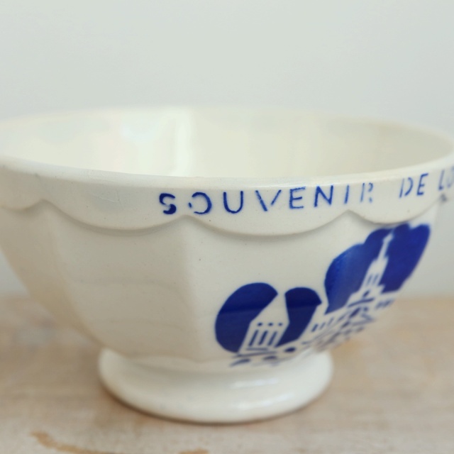 ♡フランスアンティークディゴワンスカラップカフェオレボウルブロカント蚤の市レース アンティーク カフェオレボウル フランス ディゴワン