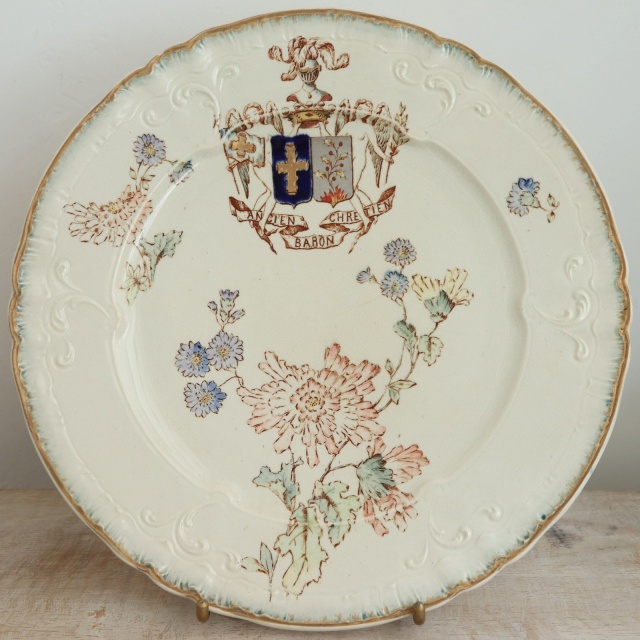 アンティーク プレート 絵皿 Louis XV フランス ロンウィー製 LONGWY