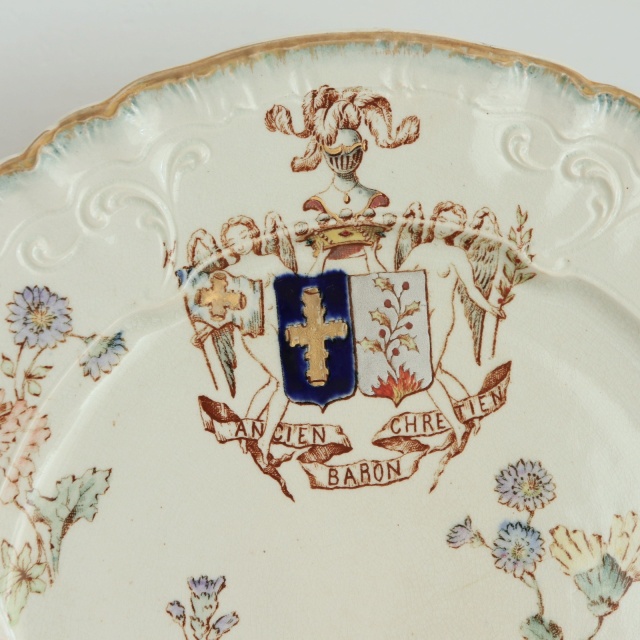 アンティーク プレート 絵皿 Louis XV フランス ロンウィー製 LONGWY