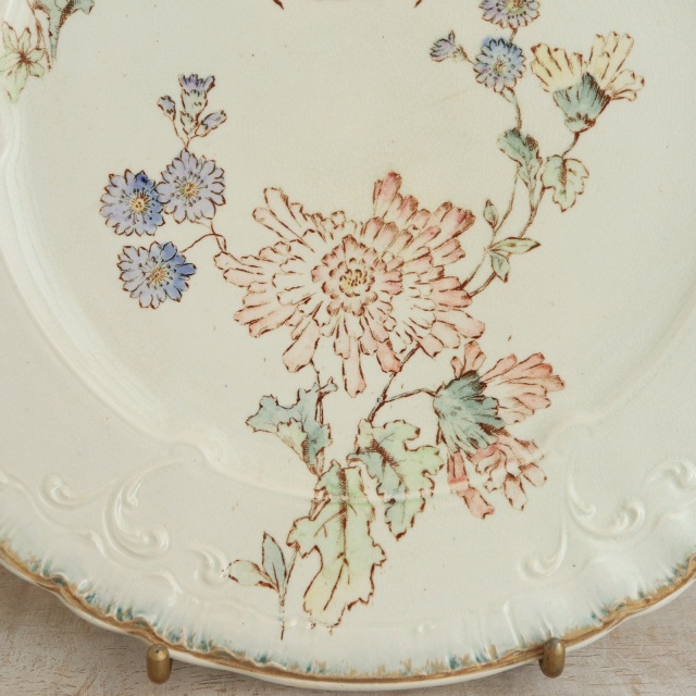 アンティーク プレート 絵皿 Louis XV フランス ロンウィー製 LONGWY