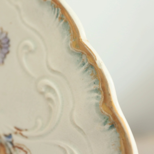 アンティーク プレート 絵皿 Louis XV フランス ロンウィー製 LONGWY