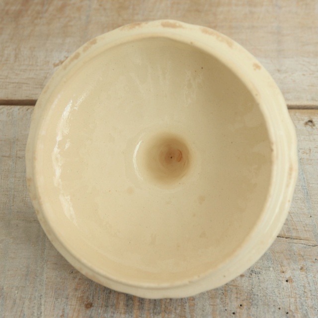 アンティーク シュガーポット 花リム Ivoire フランス サルグミンヌ製 Sarreguemines