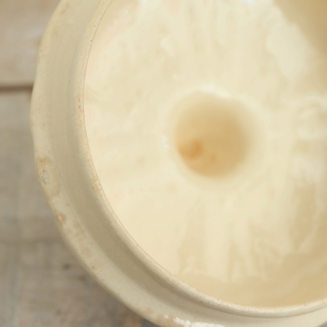 アンティーク シュガーポット 花リム Ivoire フランス サルグミンヌ製 Sarreguemines