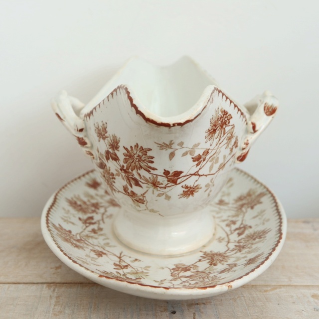 アンティーク ソーシエール MIGNARDISE フランス クレイユモントロー製 Creil Montereau