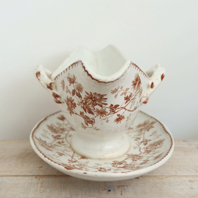 アンティーク ソーシエール MIGNARDISE フランス クレイユモントロー製 Creil Montereau