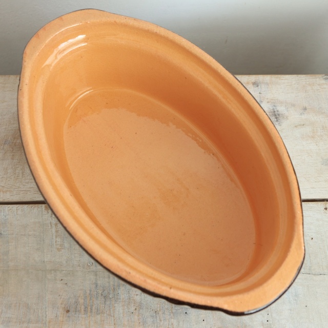 ベッコフ鍋 小花 ブラウン 23cmサイズ アルザス地方 スフレンハイム焼き 陶器製