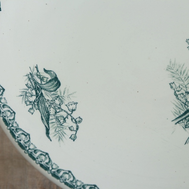 アンティーク コンポティエ スズラン MUGUET フランス サンタマン製 ST.AMAND AMANDINOISE