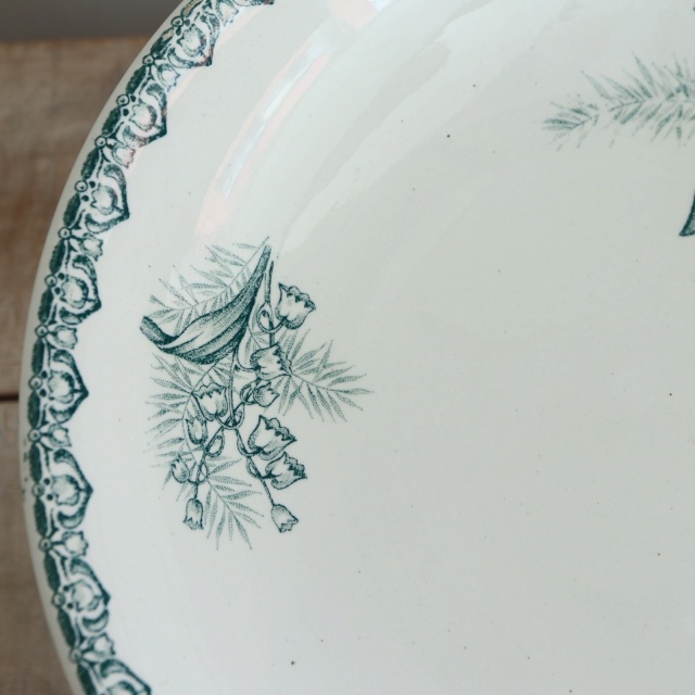 アンティーク コンポティエ スズラン MUGUET フランス サンタマン製 ST.AMAND AMANDINOISE