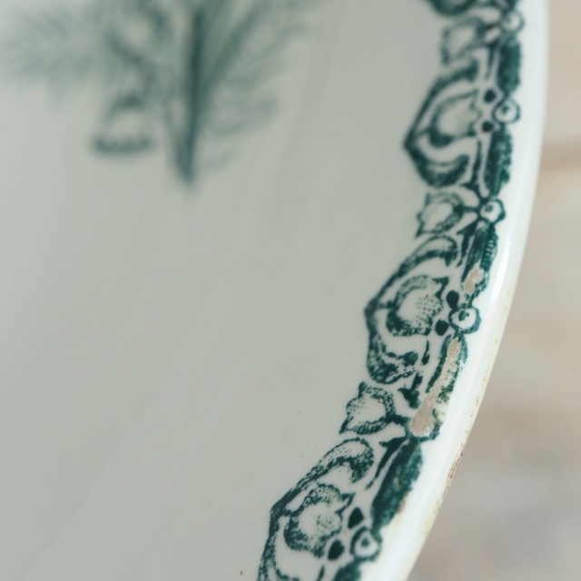 アンティーク コンポティエ スズラン MUGUET フランス サンタマン製 ST.AMAND AMANDINOISE