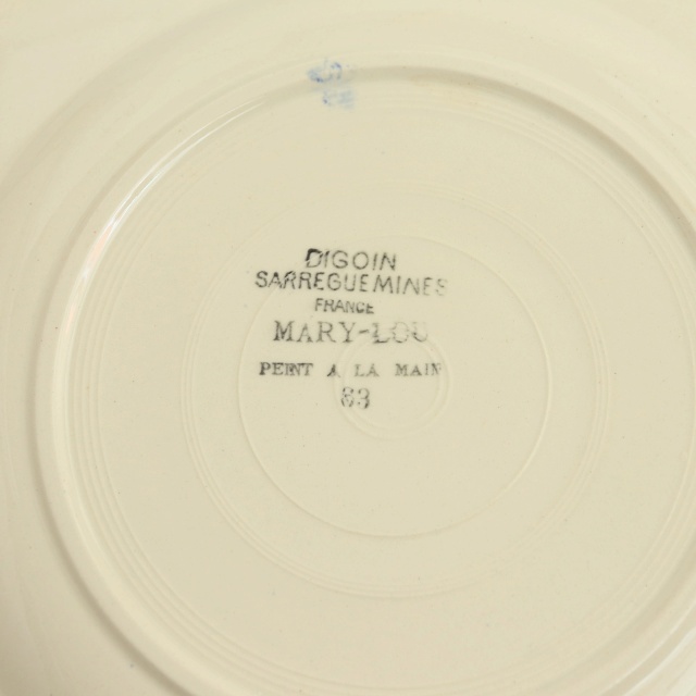 アンティーク プレート 皿 フランス サルグミンヌ製 MARY LOU DIGOIN SARREGUEMINES