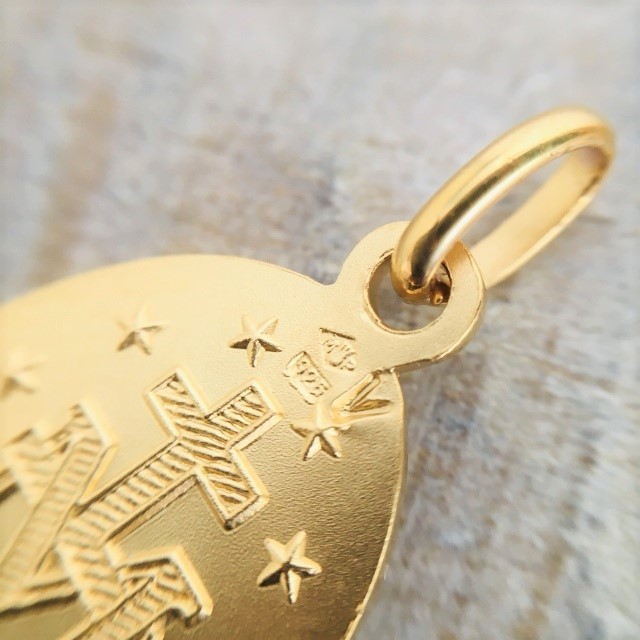 フランス製 不思議のメダイ 17mm ヴェルメイユ シルバーギルド スターリング シルバー925 銀+18金＋24金