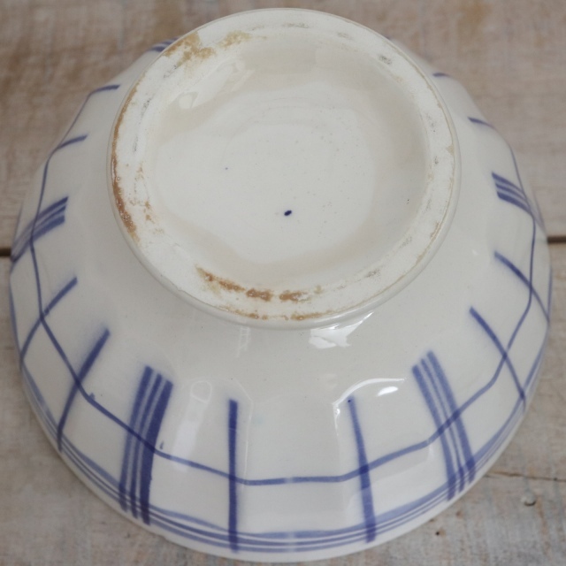 アンティーク カフェオレボウル トーション ブルー フランス ムーラン・デ・ルー製 Moulin des Loups