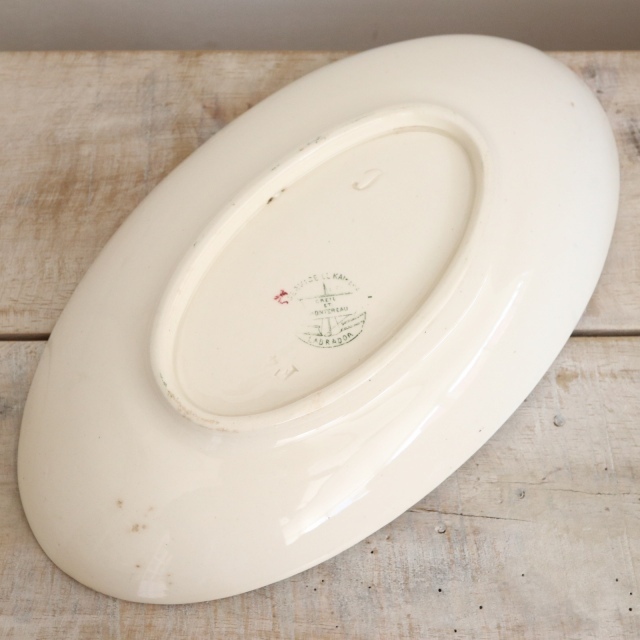 アンティーク ラヴィエ オーバル皿 KANTARA フランス クレイユモントロー製 Creil Montereau