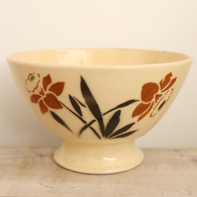 アンティーク カフェオレボウル 水仙 フランス バドンヴィレー製 Badonviller