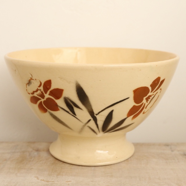 アンティーク カフェオレボウル 水仙 フランス バドンヴィレー製 Badonviller