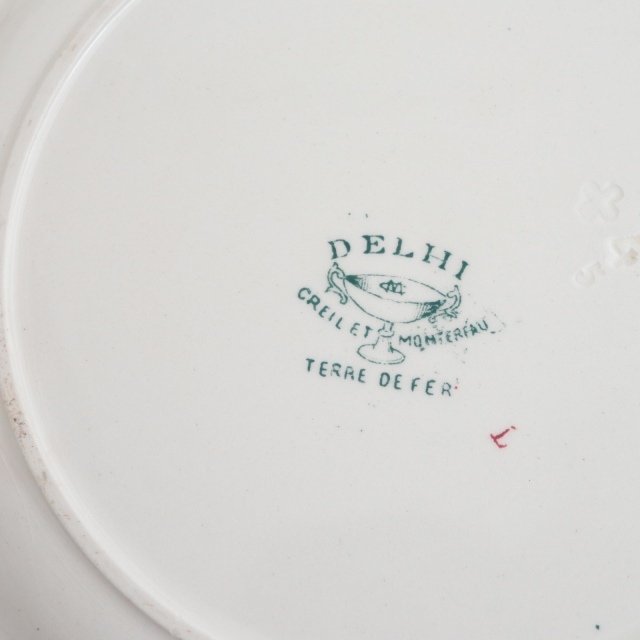 アンティーク プレート アンティーク皿 DELHI フランス クレイユモントロー製 Creil Montereau