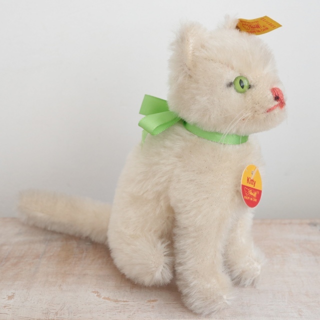 アンティーク シュタイフ ネコ 白猫 Steiff Kitty Cat 12cm